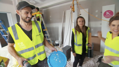 The Block 2023 Charming Street: Episode 8 Liberty and Kristy with single tradesman