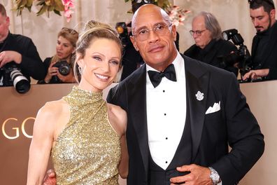 Lauren Hashian and Dwayne Johnson attend the 83rd Annual Golden Globe Awards at The Beverly Hilton on January 11, 2026 in Beverly Hills, California. 