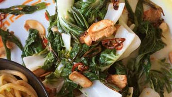 Pak choi with lime dressing