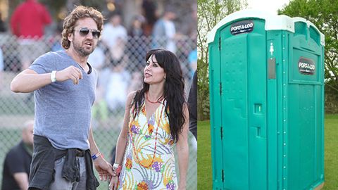Gerard Butler hooked up with a random brunette in a music festival portaloo