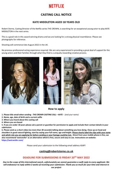 Kate Middleton casting call