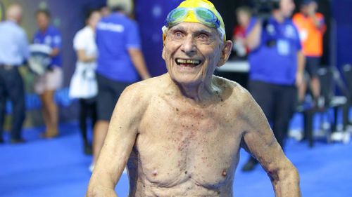 George Corones turns 100 in April. (Image: Australian Dolphins Swim Team)