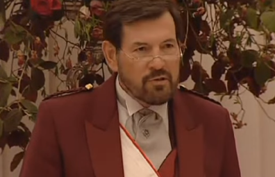 John Donaldson speaks at the wedding reception of his daughter Crown Princess Mary at Fredensborg Palace on May 14, 2004.