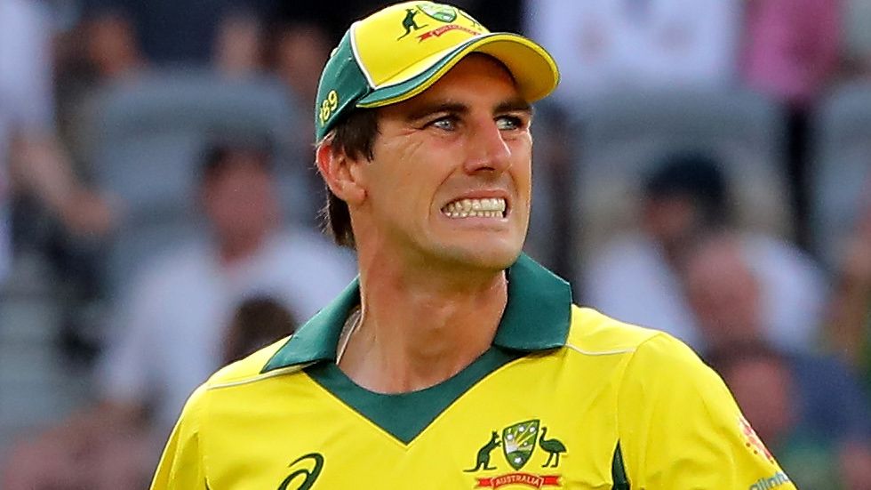 PERTH, AUSTRALIA - NOVEMBER 04: Pat Cummins of Australia grits his teeth after his over during game one of the One Day International series between Australia and South Africa at Perth Stadium on November 04, 2018 in Perth, Australia. (Photo by James Worsfold/Getty Images)