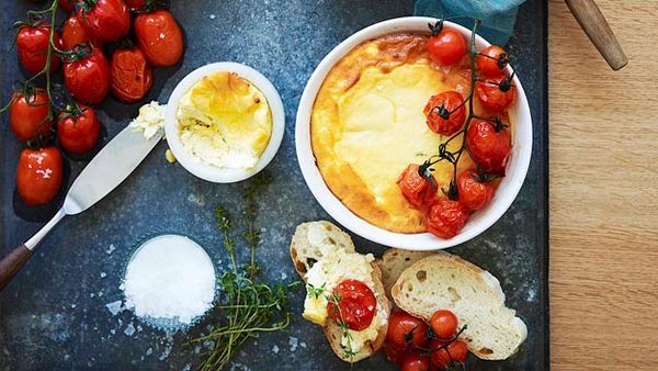 Baked ricotta with cherry tomatoes