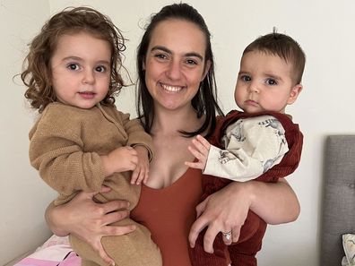 Nikolina Kharoufeh with two year old son Noah and eight month old Leo. 