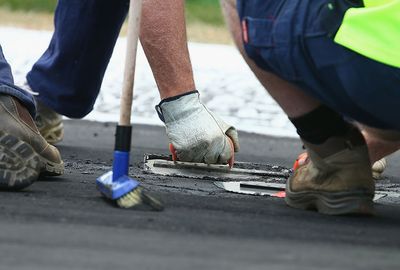 Officials had to make some running repairs to the track. (Getty)