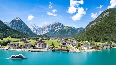 landscape at the achensee lake in austria - pertisau