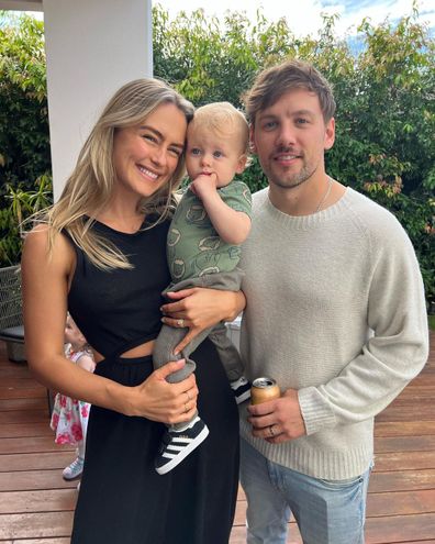 Steph Claire Smith poses with husband Josh Miller and their son Harvey.