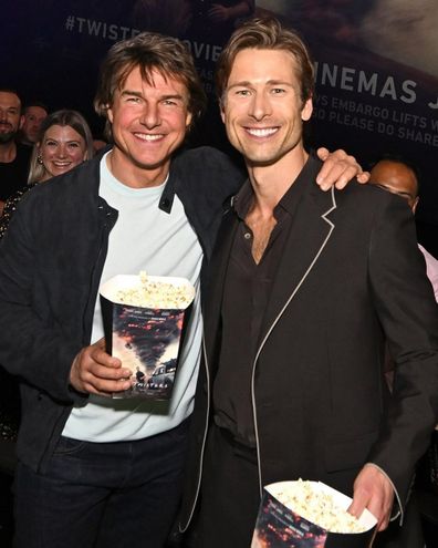 Tom Cruise shows up at Twisters Premiere to support Top Gun: Maverick co-star Glen Powell