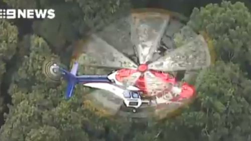 The rescue helicopter at the scene. (9NEWS)