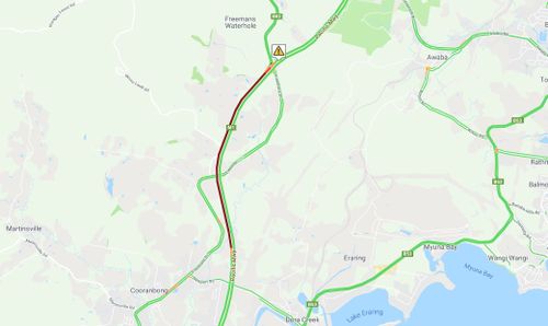 A livetraffic.com map of the traffic situation on the M1 Pacific Motorway north of Sydney.