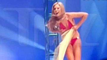 <p>It's not easy being beautiful – just ask Miss California USA contestant Chantelle Riggan.</p>
<p>The busty model suffered an embarrassing wardrobe malfunction during the pageant's final swimsuit competition this week, with her swimsuit unable to take the strain.</p>
<p>In video obtained by <a href="https://www.youtube.com/watch?v=wS3ZewUFs_E">TMZ</a>, the Miss Beverly Hills was parading in her pink bikini when her top suddenly popped off in front of hundreds of onlookers.</p>
<p>Not to be upstaged, Riggan quickly manoeuvred the tiny bikini top back in place, and finished her walk to rousing applause.</p>
<p>She advanced past the swimsuit round, and eventually placed 4th runner up.</p>
<p>Click through to see Riggan's lightning-speed save and other dangers only models must endure.</p>