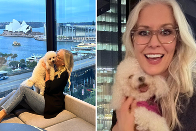 Sami Lukis with her pup Stevie during a stay at the Four Seasons Sydney.