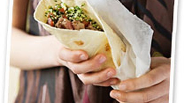 Marinated lamb wraps with tabouli