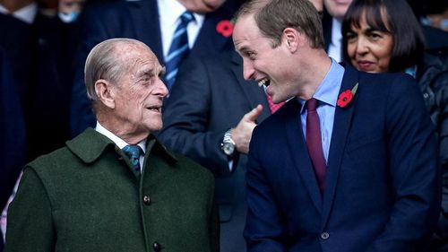 Prince Philip and Prince William share a laugh