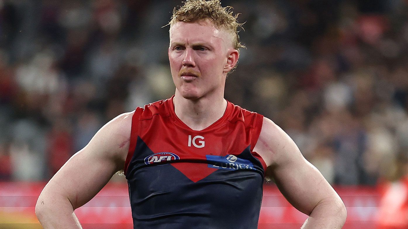 Clayton Oliver pictured playing for Melbourne during the 2023 season
