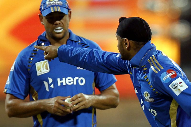 Andrew Symonds and Harbhajan Singh during their time at the Mumbai Indians.