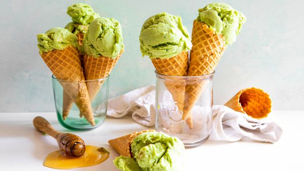 Green avocado ice cream