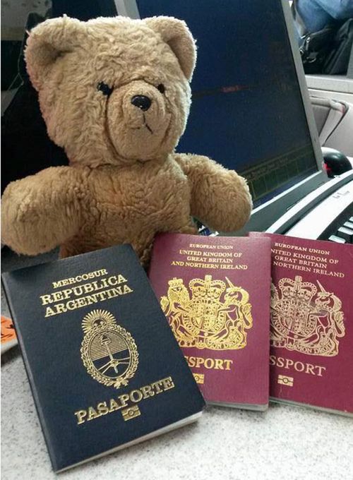 Pooh with his passports. (Scott Cranmer/ Facebook)