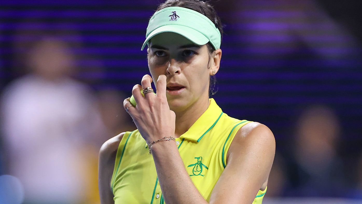 Australias Ajla Tomljanovic during the final of the Billie Jean King Cup between Switzerland and Australia at the Emirates Arena, Glasgow. Issue date: Sunday November 13, 2022. (Photo by Steve Welsh/PA Images via Getty Images)