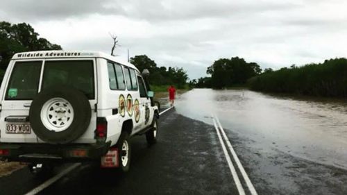 Eight teachers and 72 Year 6 students have been trapepd by rising floodwaters at an adventure park in Far North Queensland (Supplied).