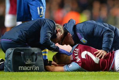 Football is commonly referred to as a beautiful game, but sometimes things turn ugly on the field.<br/><br/>Nathan Baker was knocked out during Aston Villa's match against Arsenal on Tuesday after a ball slammed into his head.<br/><br/>The centre half had to be stretchered from the field.<br/><br/>With rocketing balls and flying boots, it's easy to see how a player can suddenly find themselves in trouble. Watch Baker's hit and other players who have suffered the same fate.