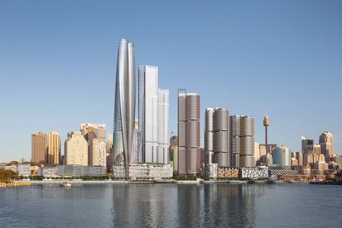 What the Crown complex with the CBD skyline at Barangaroo in Sydney will look like. (AAP) 