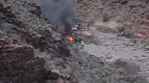 Six passengers and a pilot were on board the Papillion Grand Canyon Helicopters chopper when it crashed. (Teddy Fujimoto)