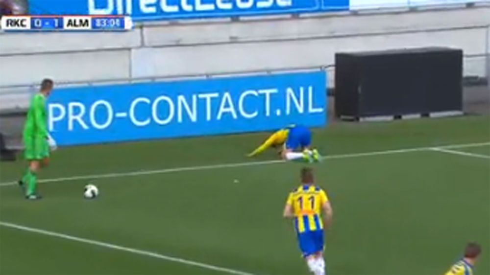 Shifty striker steals ball off goalkeeper unsportsmanlike goal