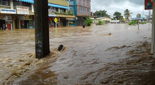 The popular tourist town of Nadi is under water after heavy rain and strong winds hit last night. (Facebook)