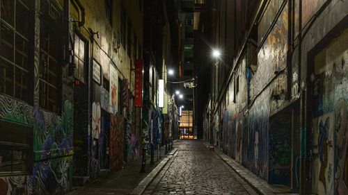 An empty Hosier Lane in Melbourne.