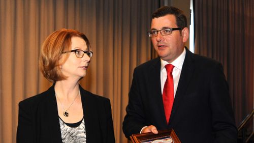 Former PM Julia Gillard joins Victorian Labor's Daniel Andrews at fundraiser