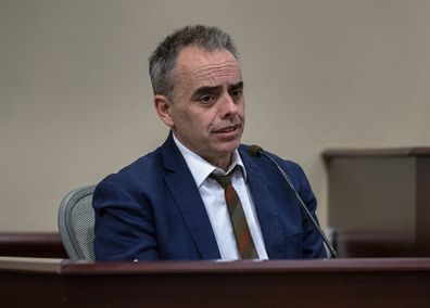 Director Joel Souza testifies in the trial against Hannah Gutierrez-Reed in state district court in Santa Fe on Friday, March 1, 2024. 