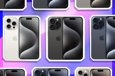 9PR: Apple iPhone 15 Pro in black titanium, white titanium, blue titanium, and natural titanium