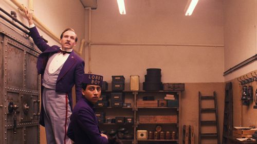 Ralph Fiennes and Tony Revolori in the Wes Anderson film The Grand Budapest Hotel. The film is in the running for nine Oscars. (AAP)