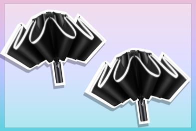 9PR: Black reverse-folding umbrella.