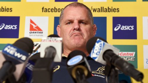 Ewen McKenzie was taken aback when a routine team announcement for the third Bledisloe Cup test turned into a grilling on his relationship with Wallabies team manager Di Patston. (Getty)