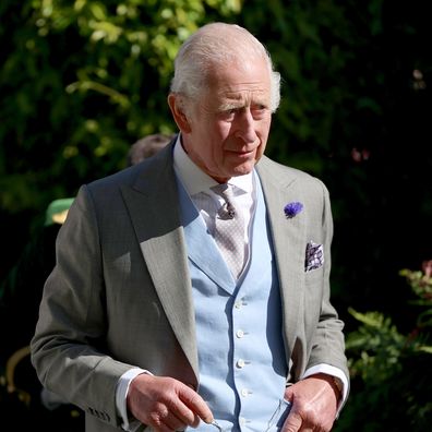 King Charles III during the prize giving ceremony for The Gold Cup during day three Royal Ascot 2024 at Ascot Racecourse on June 20, 2024 in Ascot, England. 