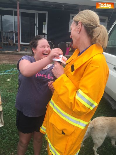 Calinda enjoying a laugh with Ahern.