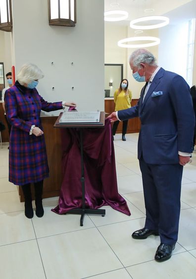 Prince Charles, Prince of Wales and Camilla, Duchess of Cornwall visit The Queen Elizabeth Hospital on February 17, 2021 in Birmingham, England