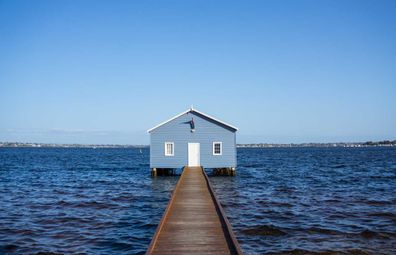 Perth's iconic Blue Boathouse, also known as the Crawley Edge Boat Shed