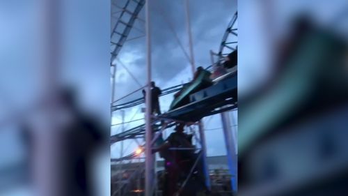 Two people were left dangling after a rollercoaster derailed in the US.