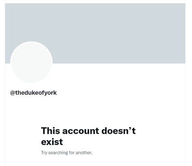 Prince Andrew's Twitter account deactivated