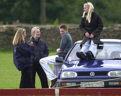 392696 01: Britain''s Prince Harry spends time with three female friends including Sasha Walpole June 9, 2001 at the Beaufort Polo Club near Tetbury in Gloucestershire, England. (Photo by UK Press/Getty Images)