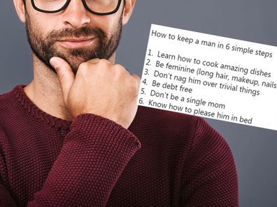 A man on Twitter has been slammed for his sexist list on "how to keep a man". 