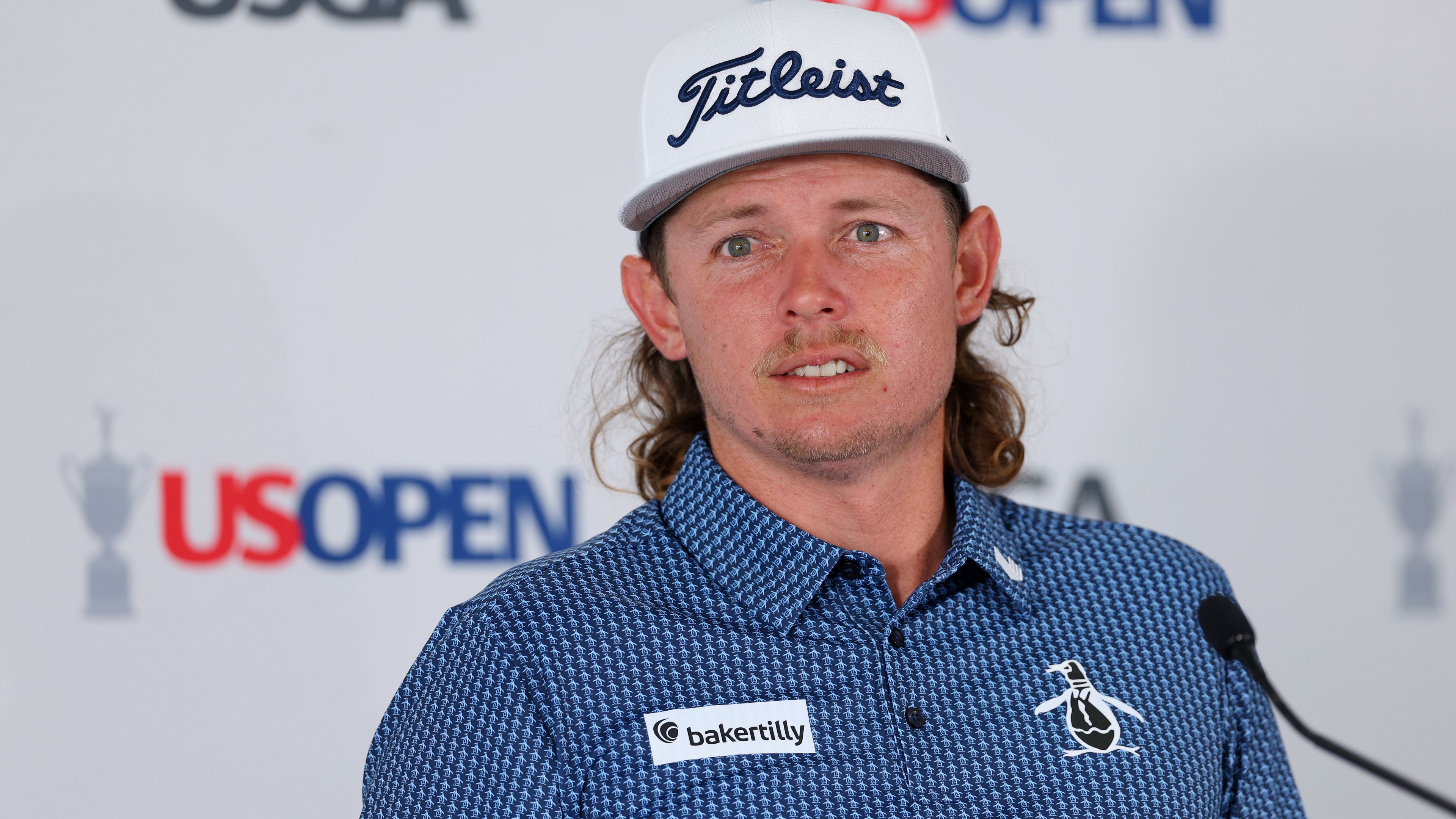 Cameron Smith of Australia speaks to the media during a press conference prior to the 123rd U.S. Open Championship at The Los Angeles Country Club on June 12, 2023 in Los Angeles, California. (Photo by Andrew Redington/Getty Images)