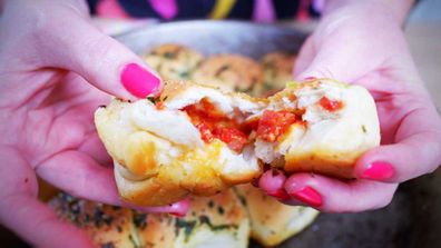 Pizza topping filled garlic butter dough balls are a joy