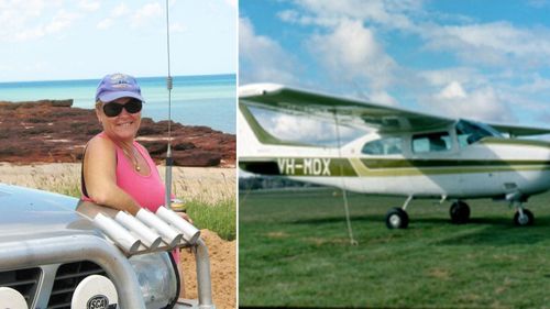 Ken Price's daughter Merrilea Kleins (left) and the Cessna her father was travelling in.