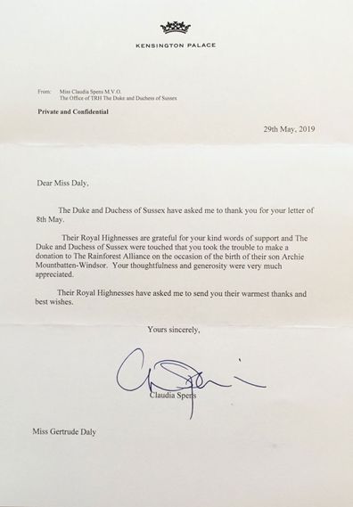 The Duke and Duchess of Sussex send letter after Archie’s birth